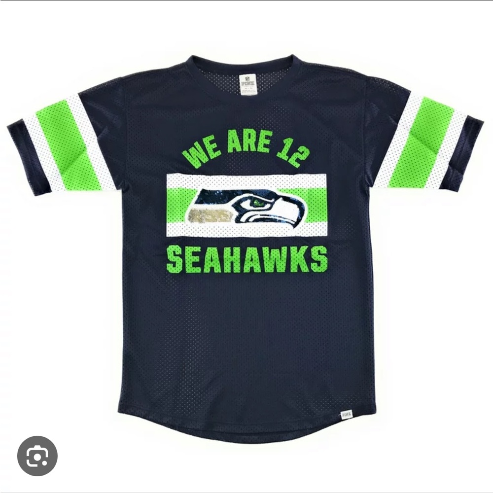 💚💙 BNWT PINK Victoria’s Secret Seattle Seahawks Sequin Jersey Size Small 💚💙